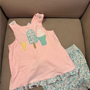 Trotter Street Kids Pink Ice Cream and Floral Bloomers Set